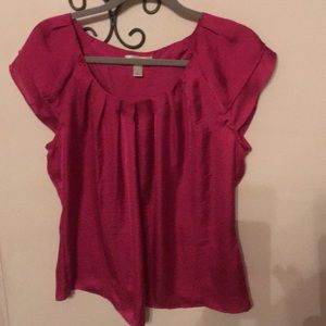 Fuchsia sleeveless  blouse pleated neckline size L
